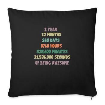 1e anniversaire cadeau 1 ans - Housse de coussin décorative 45 x 45 cm - noir - Devant