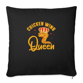 Reine des ailes de poulet - Housse de coussin décorative 45 x 45 cm - noir - Devant