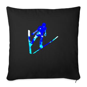 Ski Jumping Men Women Ski Jumper Ski Flying - Sofa pillowcase 17,3'' x 17,3'' (45 x 45 cm) - black - Front