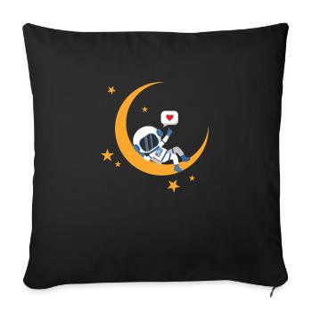 Schlafanzug Astronaut Mond Weltall Sandmann Schlaf - Sofakissenbezug 45 x 45 cm - Schwarz - Vorne
