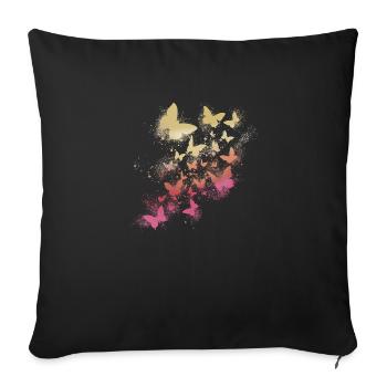 Papillons, aquarelle, coloré, peinture, graffiti - Housse de coussin décorative 45 x 45 cm - noir - Devant