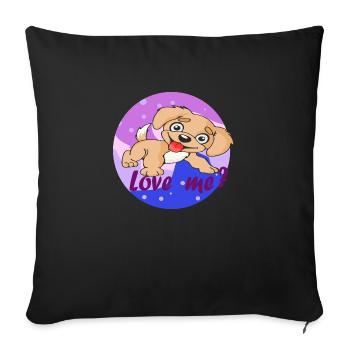 Chiot mignon - Aimez-moi - Aimez-moi! - Housse de coussin décorative 45 x 45 cm - noir - Devant