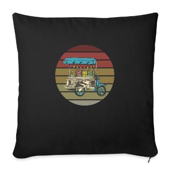 Street Food Moped Asia - Sofa pillowcase 17,3'' x 17,3'' (45 x 45 cm) - black - Front