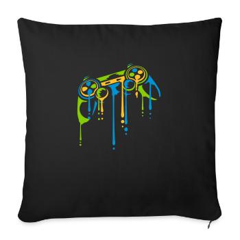 Gouttes Contrôleur Coloré Rétro - Housse de coussin décorative 45 x 45 cm - noir - Devant