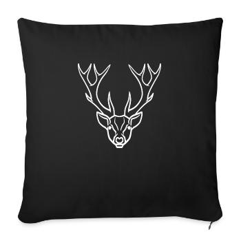 Symbole de tête de cerf blanc - Housse de coussin décorative 45 x 45 cm - noir - Devant