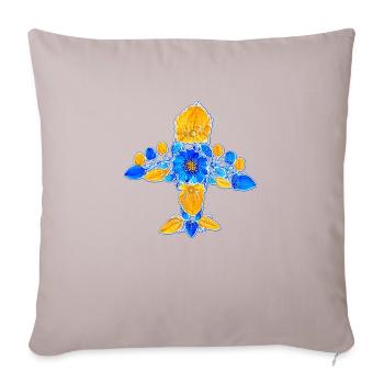 Mriya. AN 225. Peinture petrykivka. Art ukrainien. - Housse de coussin décorative 45 x 45 cm - taupe clair - Devant