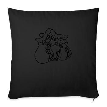 Money Bags Piles of Dollar Wealth - Sofa pillowcase 17,3'' x 17,3'' (45 x 45 cm) - black - Front