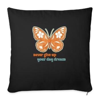 Butterfly Flower Floral Sayings Saying Flowers - Sofa pillowcase 17,3'' x 17,3'' (45 x 45 cm) - black - Front