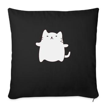 Chat dessiné 1 - Housse de coussin décorative 45 x 45 cm - noir - Devant