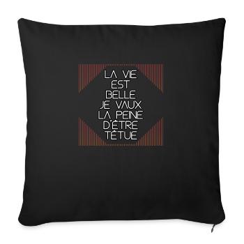La vie est belle - quote / citation - Housse de coussin décorative 45 x 45 cm - noir - Devant