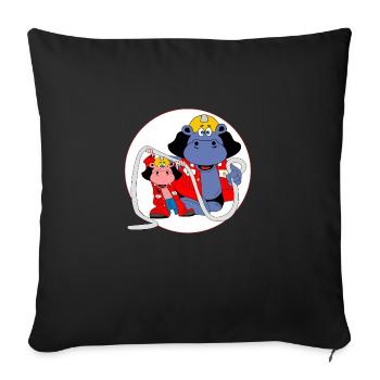 pompiers hippo jeunesse pompiers hippo club - Housse de coussin décorative 45 x 45 cm - noir - Devant