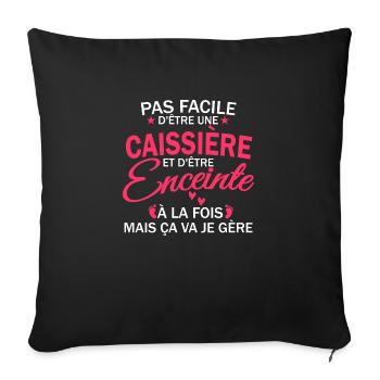 caissière et enceinte / humour caissière enceinte - Housse de coussin décorative 45 x 45 cm - noir - Devant