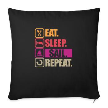 Eat Sleep Sail Repeat - Sofa pillowcase 17,3'' x 17,3'' (45 x 45 cm) - black - Front