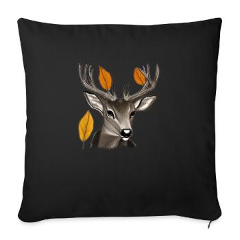 Deer head in autumn Deer antlers Goat Fawn 4 - Sofa pillowcase 17,3'' x 17,3'' (45 x 45 cm) - black - Front