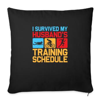 I survived my husband's training schedule Tri Tri - Sofa pillowcase 17,3'' x 17,3'' (45 x 45 cm) - black - Front