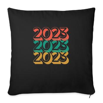 Anniversaire année 2023 / Vintage 2023 - Housse de coussin décorative 45 x 45 cm - noir - Devant