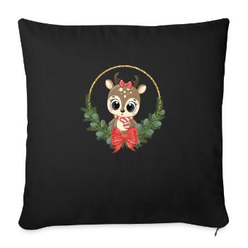 doux renne Noël Rudolf Joyeux Noël - Housse de coussin décorative 45 x 45 cm - noir - Devant