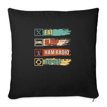 Manger du sommeil radio amateur répéter Opérateur Amateur - Housse de coussin décorative 45 x 45 cm - noir - Devant