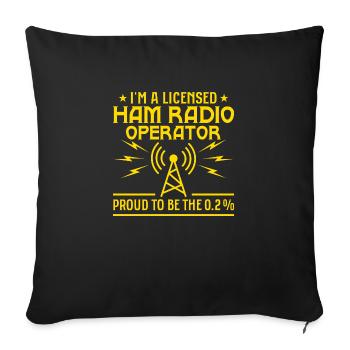 Je suis un opérateur radio amateur agréé Passionné Amat - Housse de coussin décorative 45 x 45 cm - noir - Devant