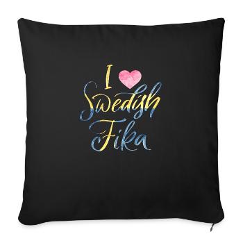 Suède Suède Viking Norden Scandinavie fika - Housse de coussin décorative 45 x 45 cm - noir - Devant