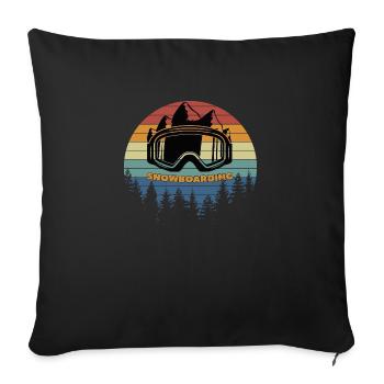 Snowboard with Vintage Sunset - Sofa pillowcase 17,3'' x 17,3'' (45 x 45 cm) - black - Front