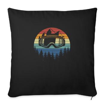 Skibrille vor Vintage Sunset - Sofakissenbezug 45 x 45 cm - Schwarz - Vorne