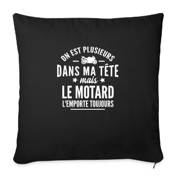 cadeau humour motard - Housse de coussin décorative 45 x 45 cm - noir - Devant