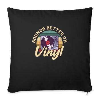 sonne mieux sur vinyle Design pour un son vinyle - Housse de coussin décorative 45 x 45 cm - noir - Devant