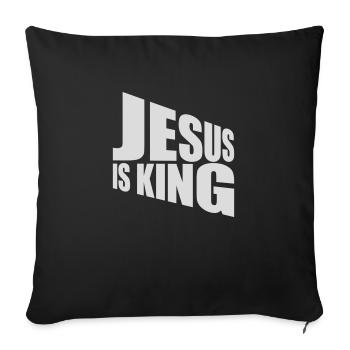 Citation de Jésus est roi - Housse de coussin décorative 45 x 45 cm - noir - Devant