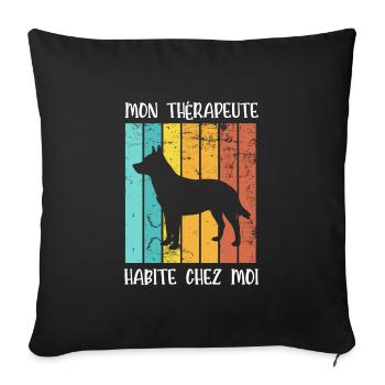 mon thérapeute habite chez moi - Housse de coussin décorative 45 x 45 cm - noir - Devant