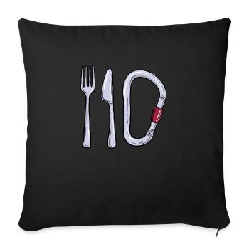 Fourche Couteau Mousqueton - Housse de coussin décorative 45 x 45 cm - noir - Devant