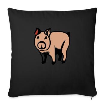 pig sweet pig pig animal vector 07 - Sofa pillowcase 17,3'' x 17,3'' (45 x 45 cm) - black - Front