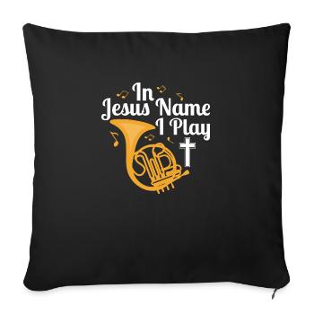 Dans Jesus Name, je joue au corniste - Housse de coussin décorative 45 x 45 cm - noir - Devant