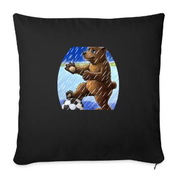 A bear playing football in the rain - Sofa pillowcase 17,3'' x 17,3'' (45 x 45 cm) - black - Front