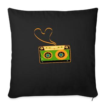 Cassette Band Heart - Housse de coussin décorative 45 x 45 cm - noir - Devant