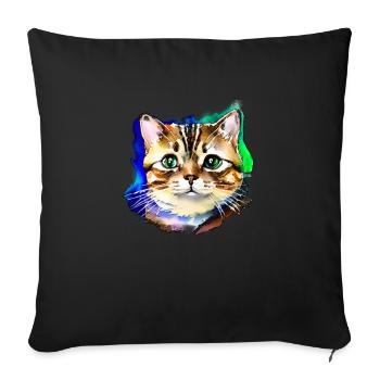 Katzengesicht 3 - Sofakissenbezug 45 x 45 cm - Schwarz - Vorne