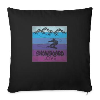 Snowboard Snowboarding Shirt Board Love Vintage - Housse de coussin décorative 45 x 45 cm - noir - Devant