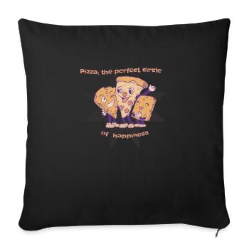 Pizza Le cercle parfait du bonheur Amateur de fromage - Housse de coussin décorative 45 x 45 cm - noir - Devant