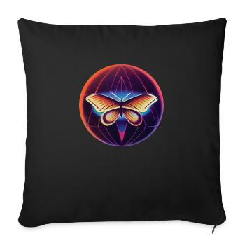 Butterfly rtro sign on the earth globe - Sofa pillowcase 17,3'' x 17,3'' (45 x 45 cm) - black - Front