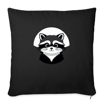 Ratons laveurs Mignon Dessin Animé Raton laveur 21 - Housse de coussin décorative 45 x 45 cm - noir - Devant