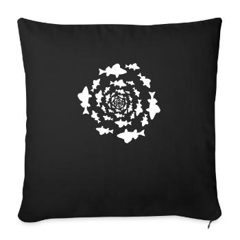 École de perche - Pêche, cadeau de pêcheur - Housse de coussin décorative 45 x 45 cm - noir - Devant