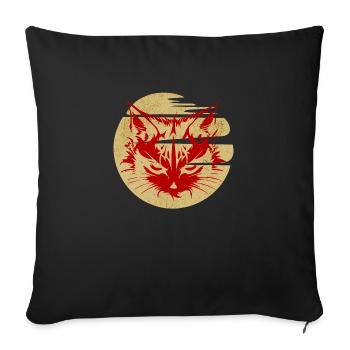 Cat - Moon - Kitten - Sofa pillowcase 17,3'' x 17,3'' (45 x 45 cm) - black - Front