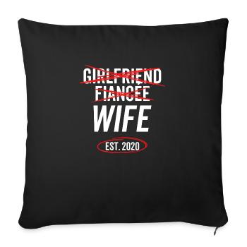 Girlfriend Fiancée Wife Est 2020 - Sofa pillowcase 17,3'' x 17,3'' (45 x 45 cm) - black - Front
