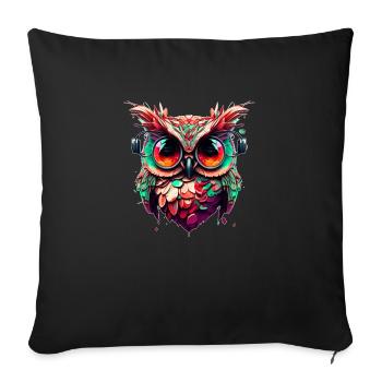 Owl with extremely large eyes as illustration - Sofa pillowcase 17,3'' x 17,3'' (45 x 45 cm) - black - Front