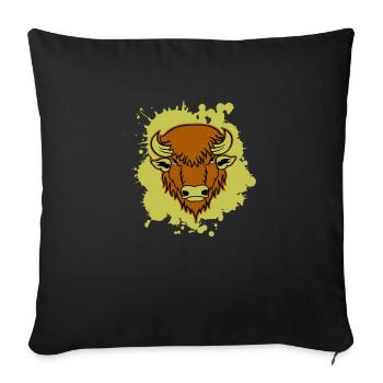 Buffalo 01 - Sofa pillowcase 17,3'' x 17,3'' (45 x 45 cm) - black - Front