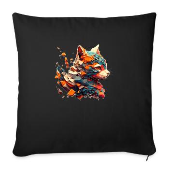 Tête de chat colorée avec beaucoup de couleurs - Housse de coussin décorative 45 x 45 cm - noir - Devant