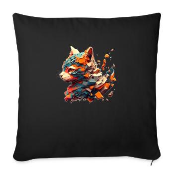 Chats colorés et colorés et œuvres d’art pour chatons - Housse de coussin décorative 45 x 45 cm - noir - Devant