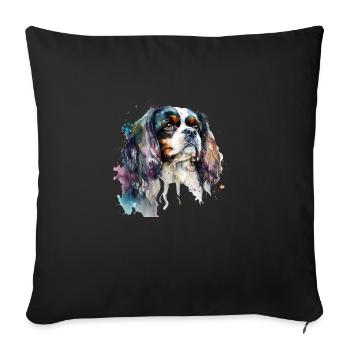 Cavalier King Charles Dog Aquarelle Motifs d’art - Housse de coussin décorative 45 x 45 cm - noir - Devant
