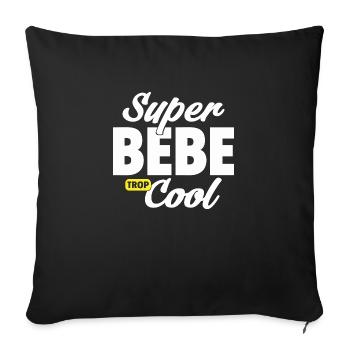 Super bébé / humour bébé / cadeau nouveau-né - Housse de coussin décorative 45 x 45 cm - noir - Devant
