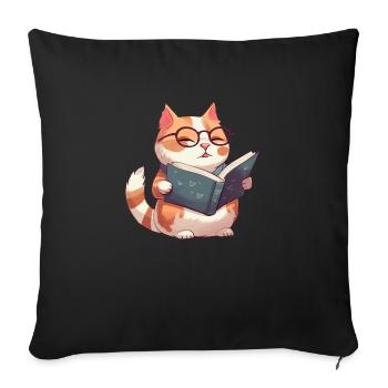 Livres Lecture Chat domestique Chat Chat Livre Chaton - Housse de coussin décorative 45 x 45 cm - noir - Devant